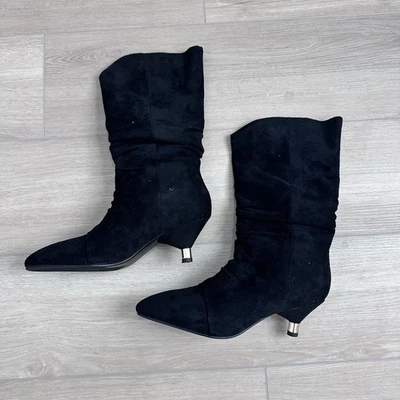 NWOT Amazon Agodor designer inspired suede slouchy ankle boots black size 7 - Image 1 of 4