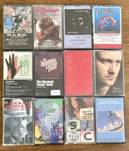 12 Classic Rock Cassettes, Used, Steve Miller Band, Marshall Tucker Band, Dire S - Picture 1 of 1