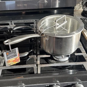 MasterClass Edelstahl Kochtopf 8 in 3,5 Quart Silikon Sieb Deckel Induktion - Bild 1 von 7