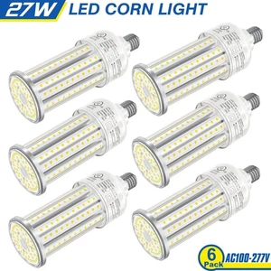 6PCS 27W LED Corn Light Bulb 5000K Daylight Warehouse Workshop High Bay Lamp E39 - Picture 1 of 13