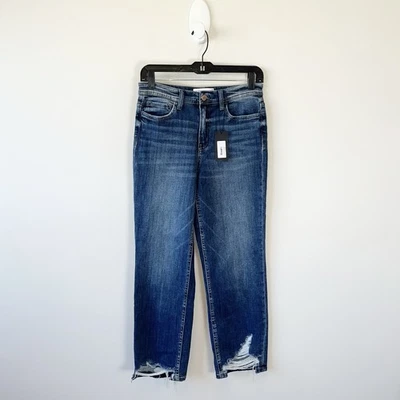 Pantalones de mezclilla recortados Flying Monkey etiqueta negra pierna recta desgastados talla 27 nuevos con etiquetas Foto 1 de 4