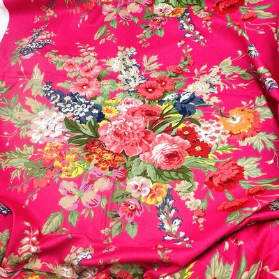 Ralph Lauren 1992 Southampton Fuchsia Pink Floral Roses Upholstery Fabric 5yds + - Image 1 of 4