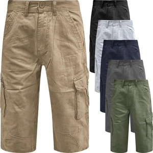 Mens Ex-Wrangler Cargo Shorts Long Length 3/4 Chino Twill Below Knee Half Pants - Picture 1 of 16