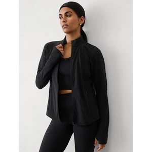 Athleta Pacifica Illume UPF Fitted Top XS Black Long Sleeve Zip Activewear - Picture 1 of 7