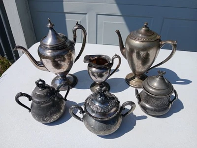 Teteras antiguas plateadas, azúcares y crema Reed & Barton, Brooklin, otros Foto 1 de 4