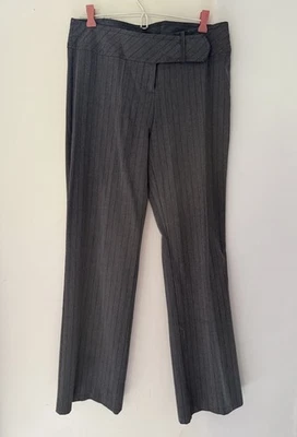 Studio Y Gray Pinstripe Flare Leg Low Rise Dress Pants Junior Women 9/10 Vintage - Image 1 of 4