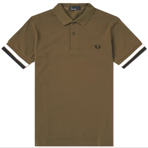 Fred Perry Polo Poloshirt Shirt Herren Gr.M Pique Bold Cuff Khaki 152714 - Bild 1 von 9