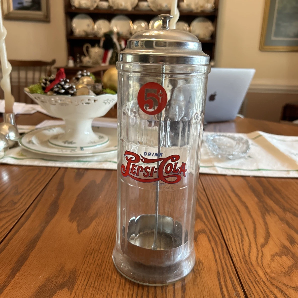 Vintage】PEPSI COLA ストロー ディスペンサー ガラスケース Vintage