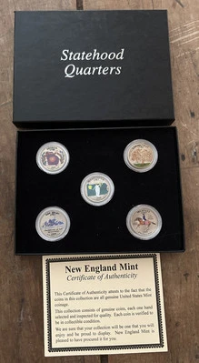 1999 Statehood Quarters 25c  Colorized Five Piece Set. With COA In Original Box - Image 1 of 4