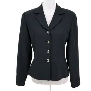Kasper ASL Jacket Womens 4 Black Lined Blazer Fitted Office Career Academia - Picture 1 of 15