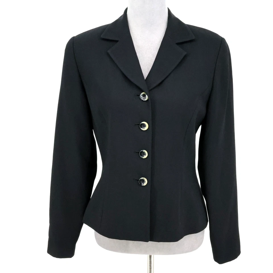 Kasper ASL Jacket Womens 4 Black Lined Blazer Fitted Office Career Academia - Image 1 of 4