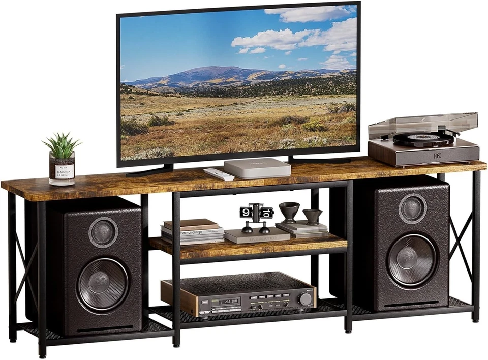Mobile Porta TV basso con spazi Aperti, vintage nero per TV Fino a 70 Pollici - Image 1 of 4