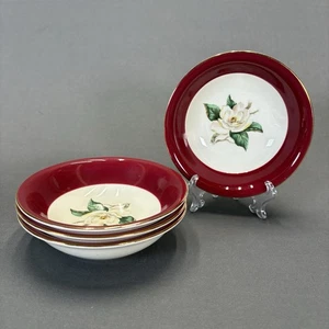Lifetime China Homer Laughlin Burgundy Magnolia Dessert Fruit Bowl 5 3/8" Set 4 - Picture 1 of 8