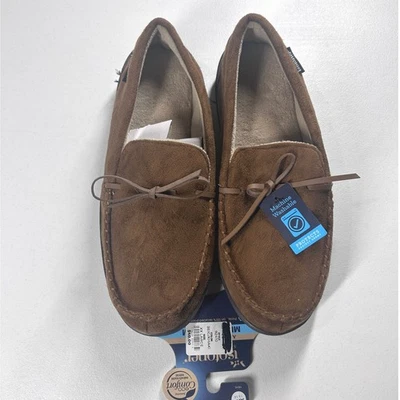 Chinelos Isotoner Masculino XXL 13-14 Conhaque Camurça Moc Toe Conforto Ecológico - Imagem 1 de 4