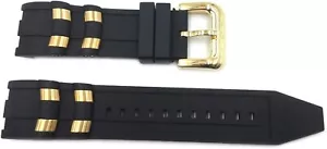 NEW Invicta Scuba Black Silicone Gold Steel Inserts Strap Band Bracelet 6981 etc - Picture 1 of 6