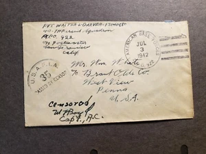 APO 922 TOWNSVILLE, AUSTRALIA 1942 Censored WWII Army Cover 40 PURSUIT Sqdn - Picture 1 of 2