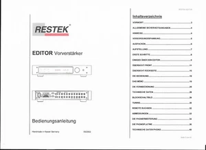 Restek Bedienungsanleitung für EDITOR deutsch Copy - Picture 1 of 1