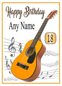 PERSONALISED ACOUSTIC GUITAR QUALITY BIRTHDAY CARD 18 21 30 40 ETC. FREE POST - Picture 1 of 2