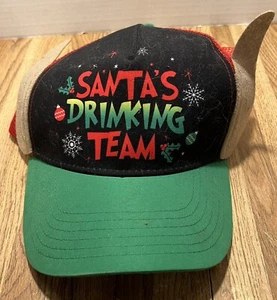 Merry Christmas Novelty Snapback Baseball Cap Hat Santa’s Drinking Team  NWT - Picture 1 of 3