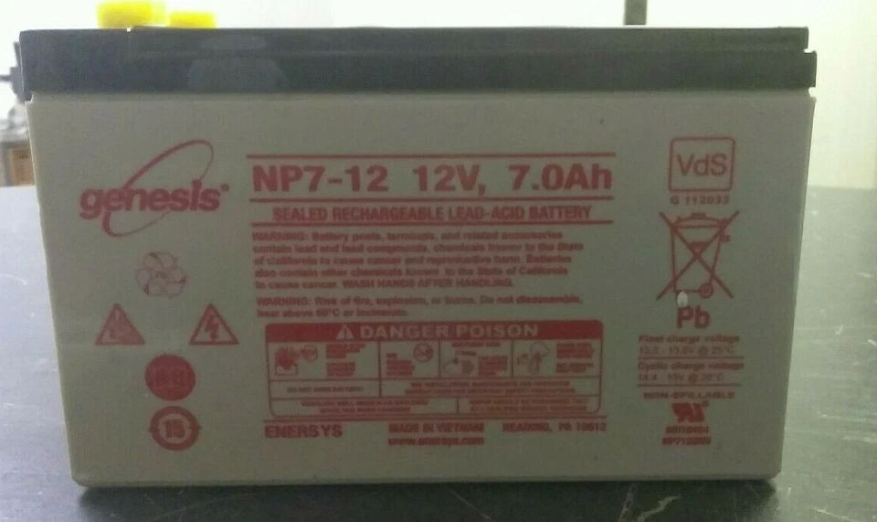 NEW Enersys Genesis NP7-12T F2 12V 7AH SEALED LEAD ACID BATTERY F2 - Image 1 of 2