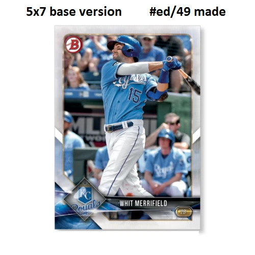WHIT MERRIFIELD Royals #98 - 5x7 Base Version #ed/49 made 2018 Topps Bowman - Image 1 of 1