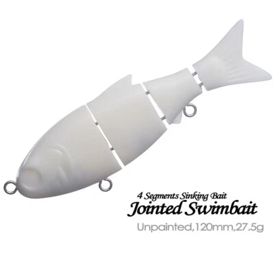 5PCS 12CM 27.5G Sinking Jointed  Swimbait Unpainted Bait Blank Fishing Lure - Image 1 of 4