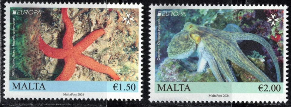 2024 Malta Europa MNH Underwater Flora and Fauna Sea Star Octopus - Image 1 of 1