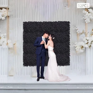 60*40cm 12 Stück Schwarz Künstliche Blumen Hintergrund Handarbeit Blume Wand Panel - Bild 1 von 16