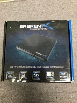 Sabrent USB 2.0 to sata CD, DVD, RW Slim drive portable case enclosure - Image 1 of 2