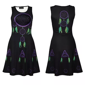 Vestido patinador sin mangas estampado espiritual símbolos celtas gótico atrapasueños - Imagen 1 de 4