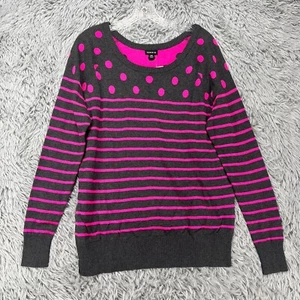 Suéter Pullover Torrid Nuevo con Etiquetas Para Mujer 00 Gris Rosa Rayas Punto Moderno Preppy Lindo - Imagen 1 de 9