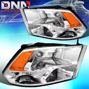 For 2009-2018 Ram 1500 2500 3500 Quad Headlight Headlamps OE Style Chrome/Amber - Picture 1 of 9