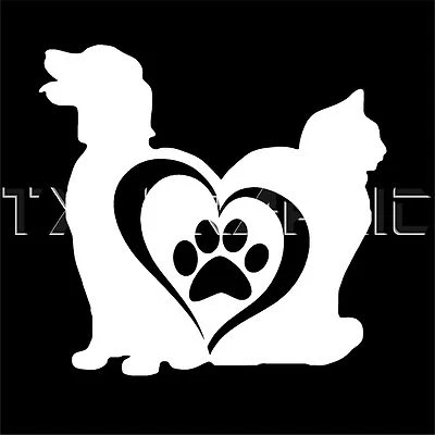 ANIMAL LOVER LOVE PAW CORAZÓN VINILO PEGATINA CALCOMANÍA GATO PERRO SILUETA VENTANA Foto 1 de 2