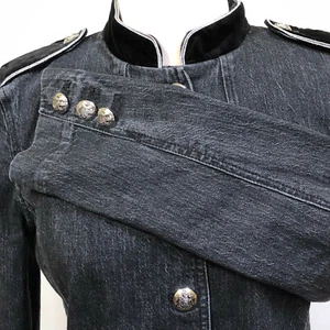 Ralph Lauren women black denim jacket silver tone buttons size 6 - Picture 1 of 9