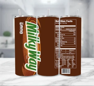 Milky Way Candy Choco Bar Stainless Steel Tumbler Multicolor With Straw - 20 Oz - Picture 1 of 4