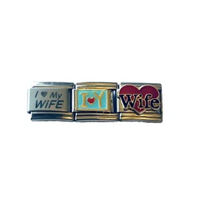 Love My Wife Italian Charm  9mm Stainless Steel Lot 3 Links I Love You Wife - Picture 1 of 6