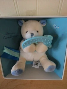 Doudou Et Compagnie Paris Bär Baby Beißring Beißring beige & blau weich Neu im Karton - Bild 1 von 4