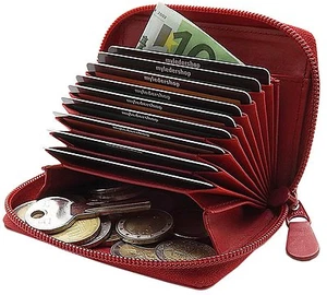 Vollrindleder Kreditkartenetui Kartenetui Geldbörse Geldbeutel Rot - Bild 1 von 4