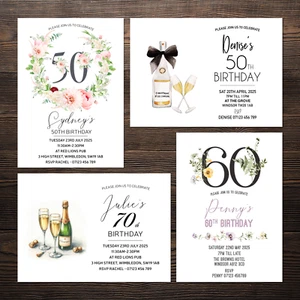 40th 50th 60th 70th 80th 90th Birthday Invitations • Personalised Party Invites - Picture 1 of 68