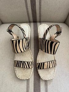 Banana Republic Calf Hair Zebra Espadrille Wedge Sandals - Size 8 - Picture 1 of 4