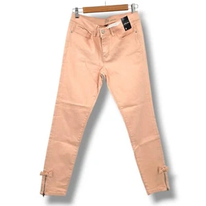 New NY&C Soho Ankle Jeans Peach Bow Zipper Hem Casual Pants Size 8 - Picture 1 of 10