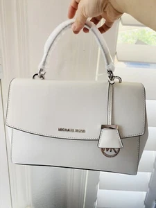 NWT MICHAEL KORS MK AVA MEDIUM TOP HANDLE SATCHEL Crossbody Bag Optic White - Picture 1 of 10
