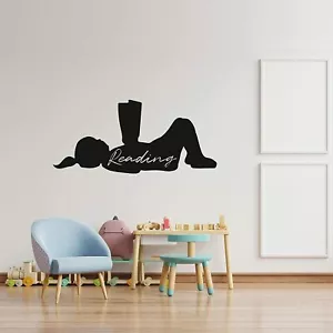 Little Girl Reading Quote Vinyl Design Wall Art Decal Boys Girl Kid Rooms Decor - Picture 1 of 6