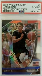 2020 PANINI PRIZM LA MELO BALL RC RED, WHITE, & BLUE ICE! PSA 10 GEM GRADED! - Imagen 1 de 2