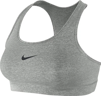 NEW NIKE PRO [M] Women's DRI-FIT Medium Support Sports Bra-Grey/Black 375833-091 - Image 1 of 2