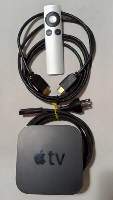 Apple TV Model A 1469 + Power Cable + Gold HDMI Cable + Remote - Image 1 of 4