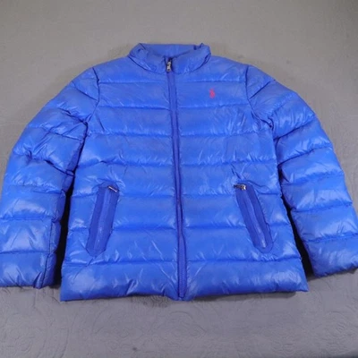 Polo Ralph Lauren Jacket Youth Medium 8-10 Blue Goose Down Puffer Quilted Pony - Image 1 of 4
