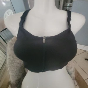 All In Motion Sport BH Damen 34C schwarz Racerback Frontreißverschluss leicht gefüttert - Bild 1 von 7