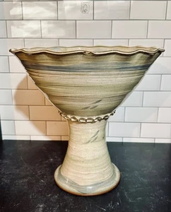 JEFF ENGE STUDIO POTTERY SIGNED FOOTED BOWL COTTAGE-CORE PRAIRIE RUSTIC - Picture 1 of 13
