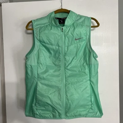 Woman’s Nike Running Athletic Vest Mint Green Size Large Full Zip Pockets  - Image 1 of 4